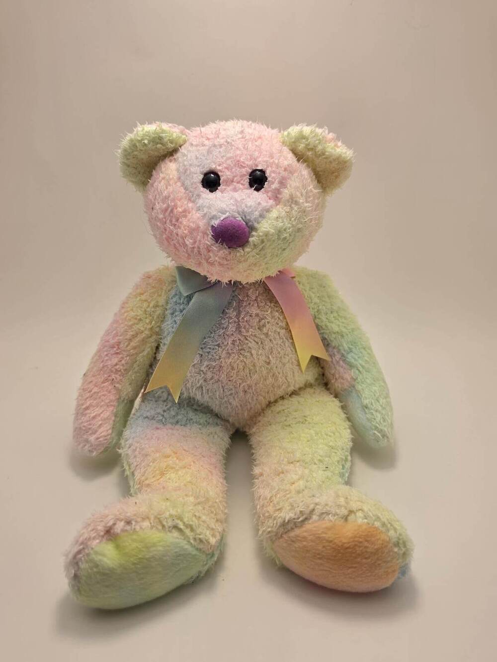Ty Beanie Buddy  “Groovy” the Tie Dye Bear Plush - No Hang Tag! (13 inch)